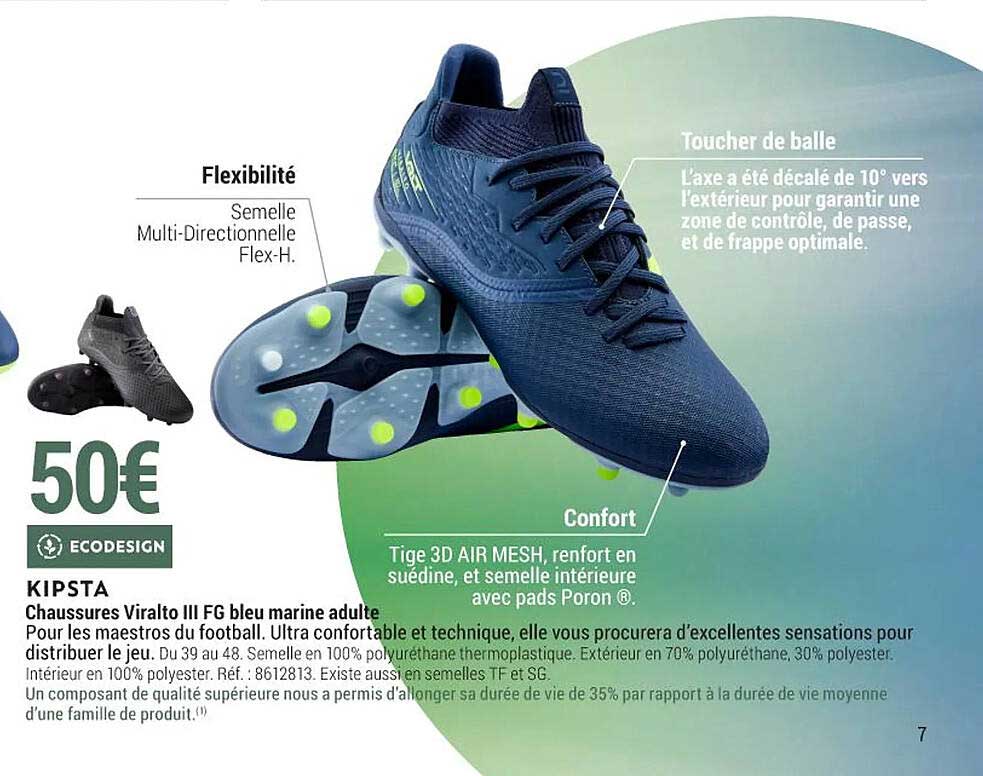 chaussures viralto III fg bleu marine adulte kipsta