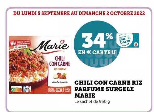 chili con carne riz parfumé surgelé marie