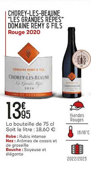 chorey-les-beaune "les grandes rèpes" domaine rémy & fils rouge 2020