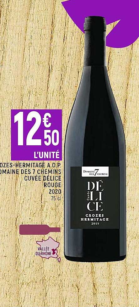clozes-hermitage a.o.p. domaine des 7 chemins cuvée délice rouge 2020