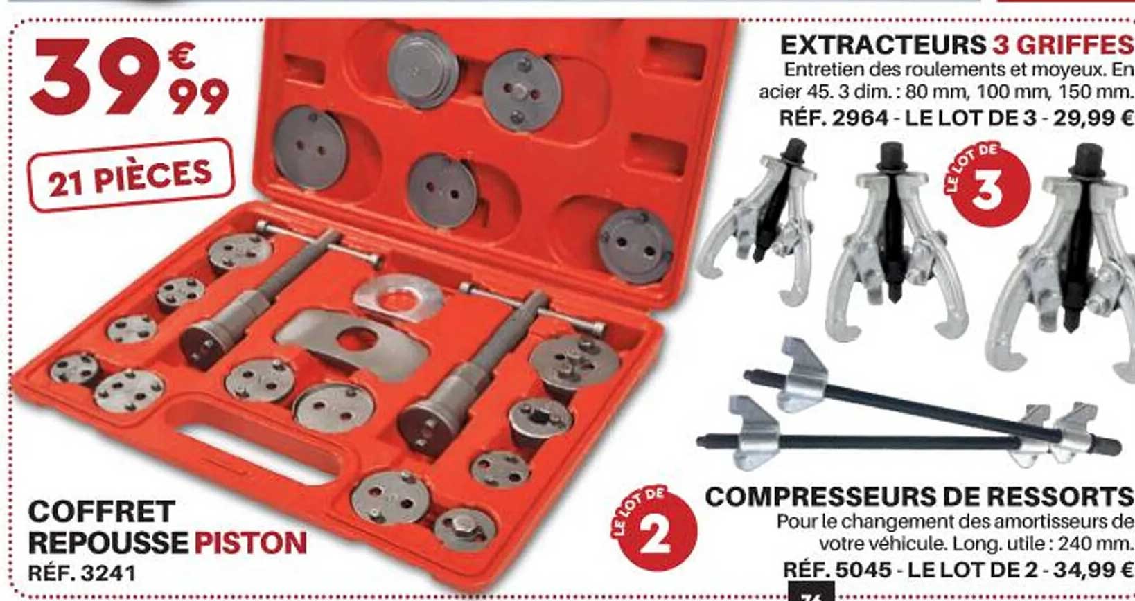 coffret repousse, compresseurs de ressorts, extracteurs 3 griffes