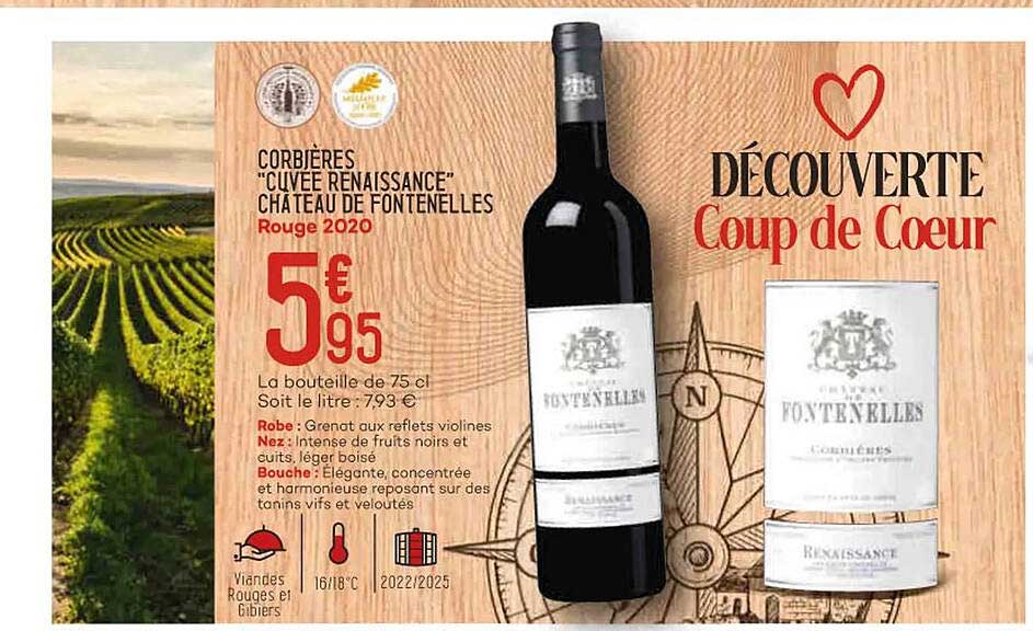 corbières "cuvée renaissance" château de fontenelles rouge 2020
