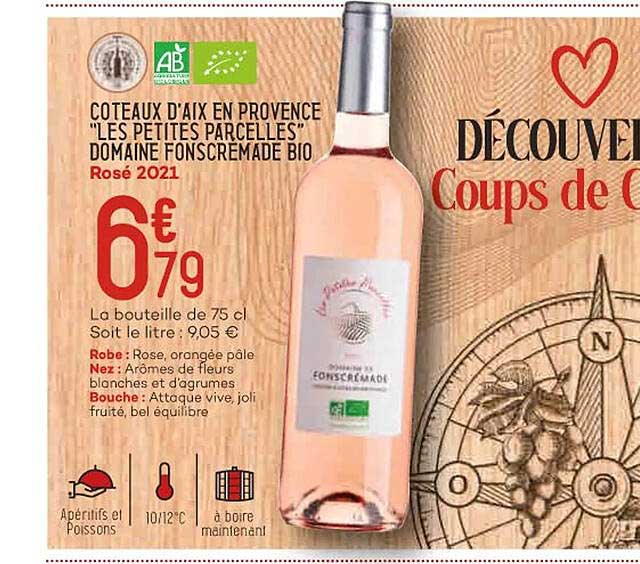 côteaux d'aix en provence "les petites parcelles" domaine fonscremade bio rosé 2021