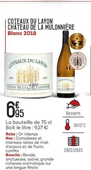 Côteaux Du Layon Château De La Mulonnière Blanc 2018
