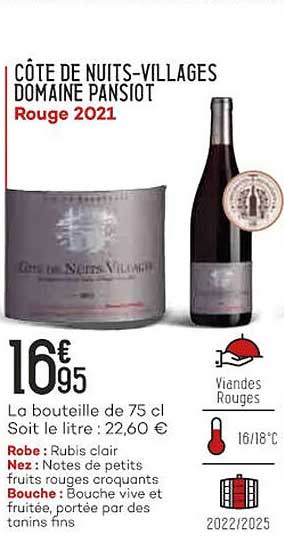 côtes de nuits-villages domaine pansiot rouge 2021