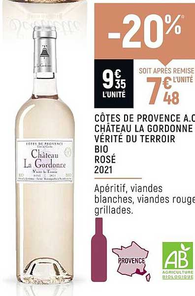 côtes de provence a.o.p. château la gordonne vérité du terroir bio rosé 2021
