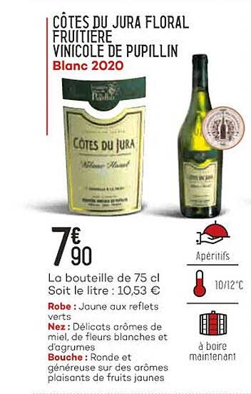 côtes du jura floral fruitière vinicole de pupillin blanc 2020