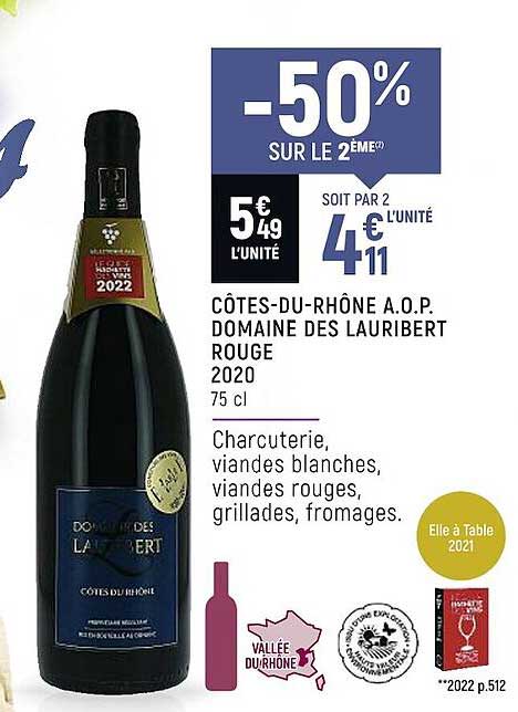 côtes-du-rhône a.o.p. domaine des lauribert rouge 2020