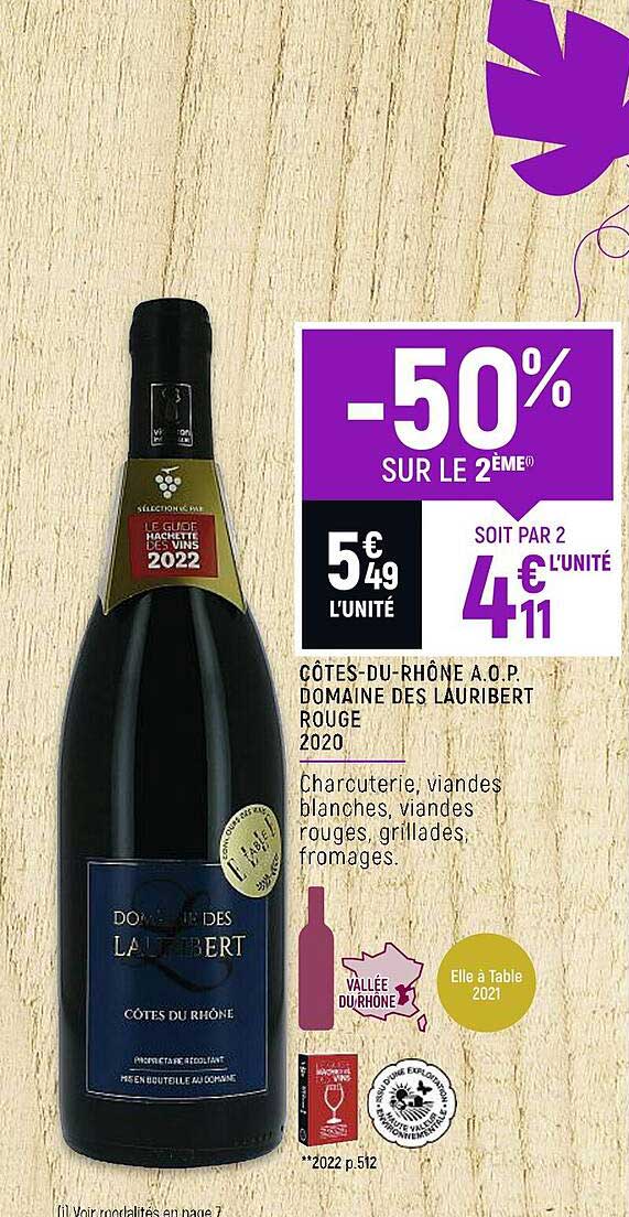 côtes-du-rhône a.o.p. domaine des lauribert rouge 2020