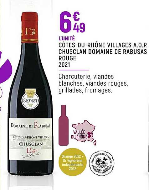 côtes-du-rhône villages a.o.p. chusclan domaine de rabusas rouge 2021