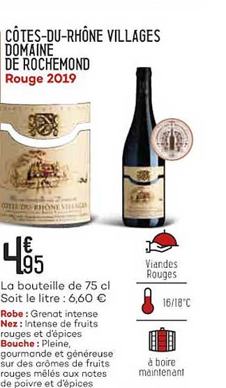 côtes-du-rhône villages domaine de rochemond rouge 2019