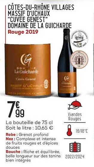 côtes-du-rhône villages massif d'uchaux "cuvée genest" domaine de la guicharde rouge 2019