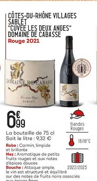 côtes-du-rhône villages sablet "cuvée les deux anges" domaine de cabasse rouge 2021