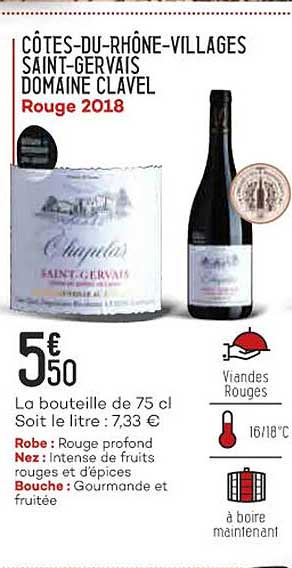 côtes-du-rhône-villages saint-gervais domaine clavel rouge 2018