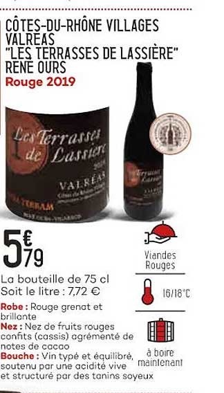 côtes-du-rhône villages valreas "les terrasses de lassière" rene ours rouge 2019