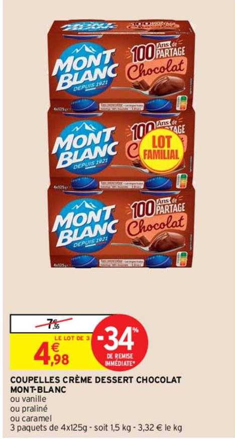 coupelles crème dessert chocolat mont-blanc