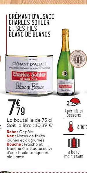 crémant d'alsace charles sohler et ses fils blanc de blancs