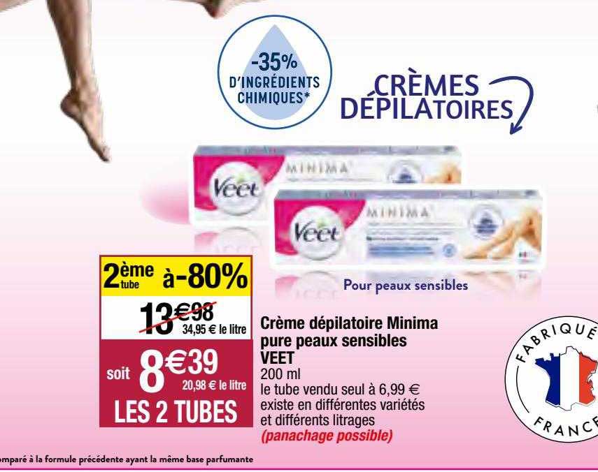 crème dépilatoire minima pure peaux sensibles veet