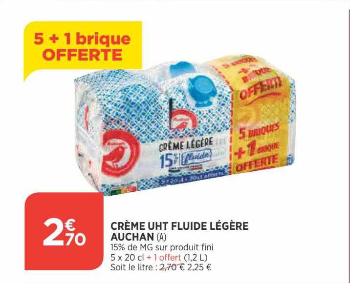 Crème Uht Fluide Légère Auchan