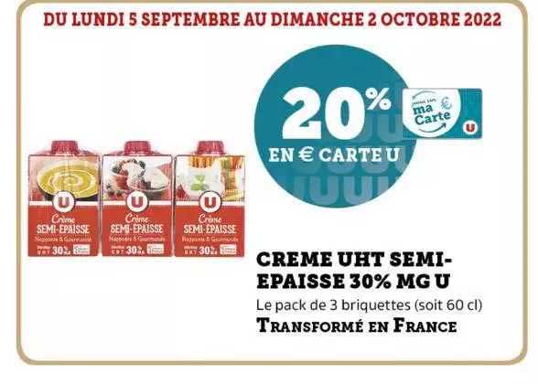 crème uht semi-épaisse 30% mg u