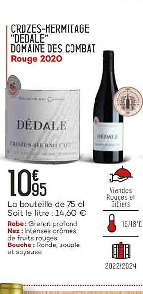 crozes-hermitage "dédale" domaine des combat rouge 2020