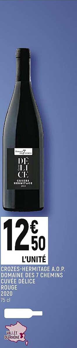 crozes-hermitage a.o.p. domaine des 7 chemins cuvée délice rouge 2020