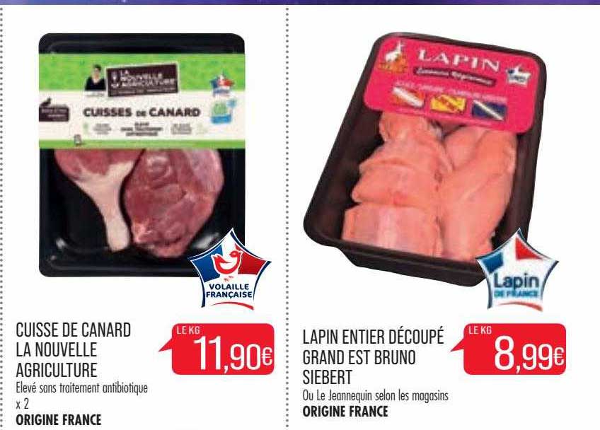 cuisse de canard la nouvelle agriculture, lapin entier découpé grand est bruno siebert