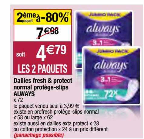 dailies fresh & protect normal protège-slips always