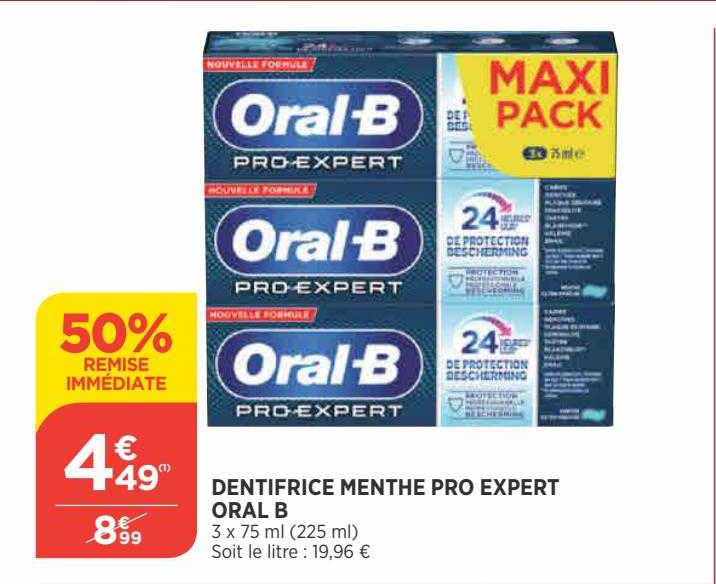 dentifrice menthe pro expert oral b