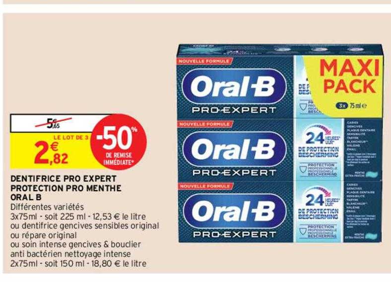 dentifrice pro expert protection pro menthe oral-b
