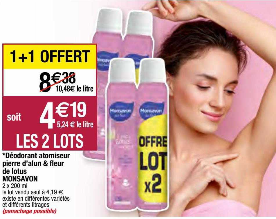 déodorant atomiseur pierre d'alun & fleur de lotus monsavon