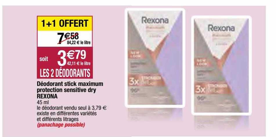 déodorant stick maximum protection sensitive dry rexona