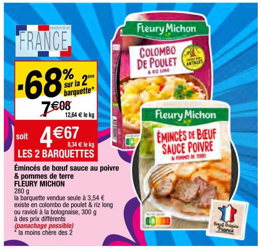 émincés de boeuf sauce au poivre & pommes de terre fleury michon