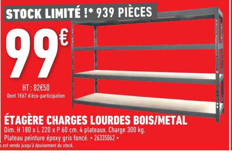 étagère charges lourdes bois-métal