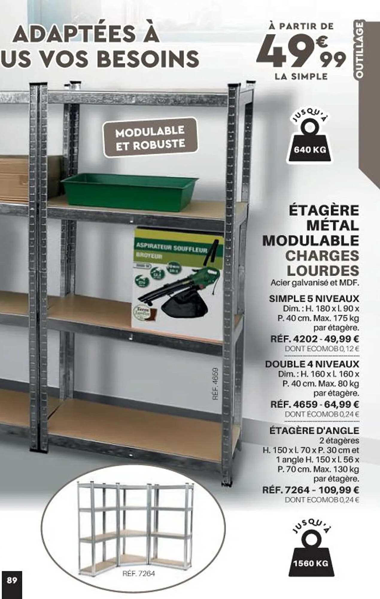 étagère métal modulable charges lourdes