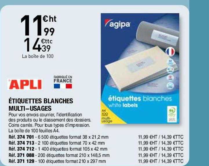 étiquettes blanches multi-usages apli