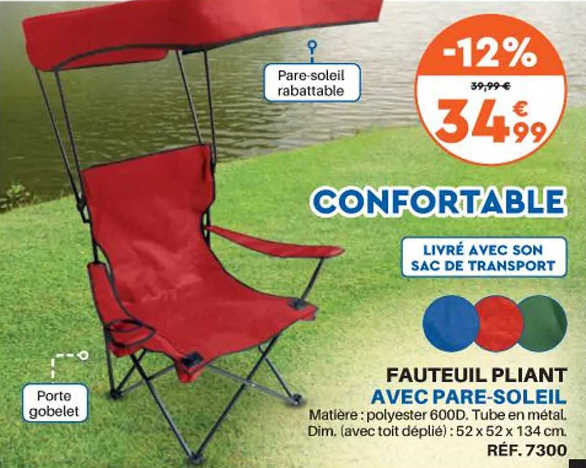 fauteuil pliant avec pare-soleil