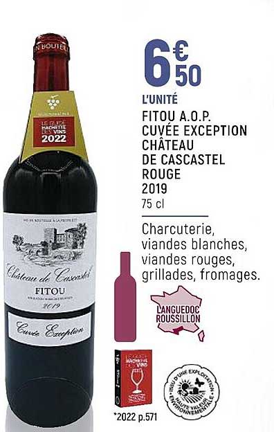 fitou a.o.p. cuvée exception château de cascastel rouge 2019