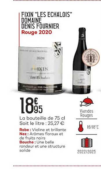 fixin "les echalois" domaine dénis fournier rouge 2020