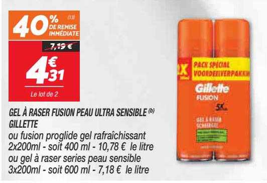 gel à raser fusion peau ultra sensible gillette