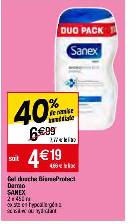 gel douche biomeprotect dermo sanex