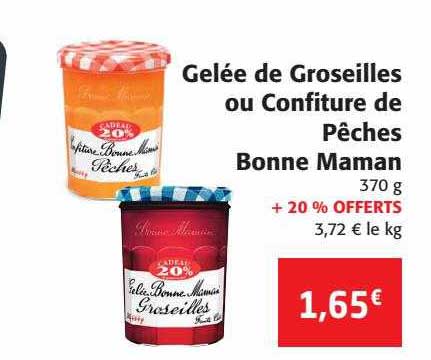 gelée de groseilles ou confiture de pêches bonne maman