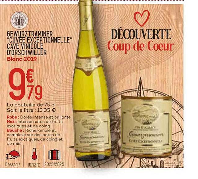 gewurztraminer "cuvée exceptionnelle" cave vinicole d'orschwiller blanc 2019