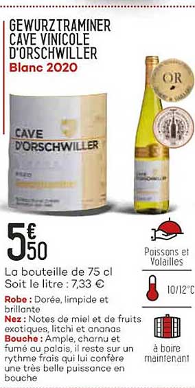 gewurztraminer cave vinicole d'orschwiller blanc 2020