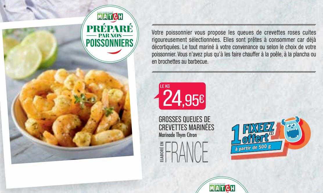 grosses queues de crevettes marinées