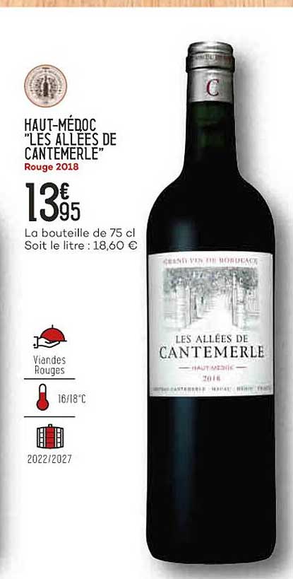 haut-médoc "les allées de cantemerle" rouge 2018