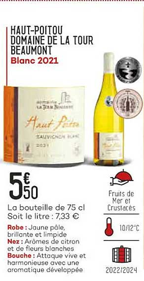 Haut-poitou Domaine De La Tour Beaumont Blanc 2021