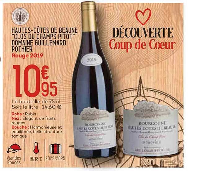 hautes-côtes de beaune "clos du champs pitot" domaine guillemard pothier rouge 2019