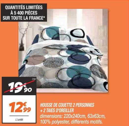 housse de couette 2 personnes + 2 taies d'oreiller