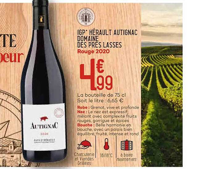 igp hérault autignac domaine des prés lasses rouge 2020